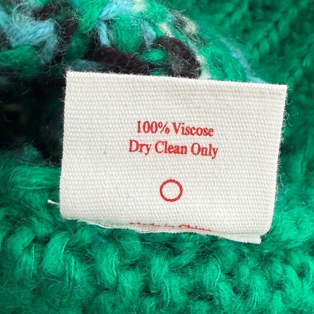 Lisa Says Gah Green Landscape Sheep Intarsia Chunky Knit Sweater XS/S Viscose - Picture 4 of 6